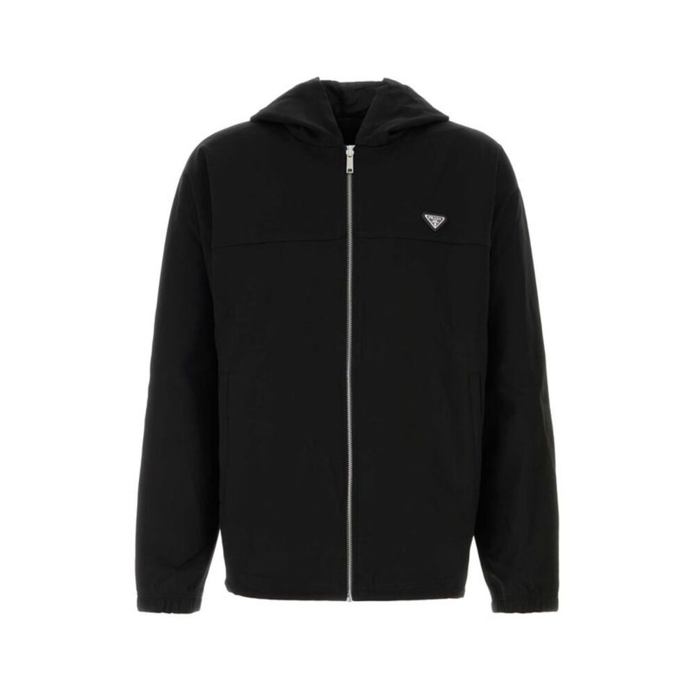 Prada Men Black Stretch Jersey Reversible Sweatshirt